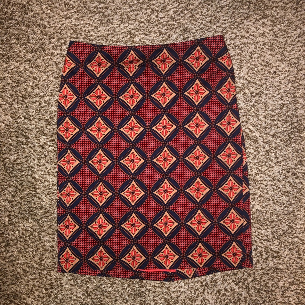 Ann Taylor Orange Patterned Pencil Skirt